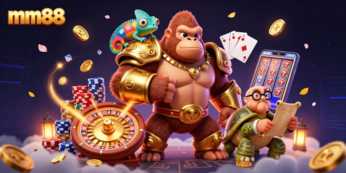 Experience thrilling gaming with mm88's vibrant casino adventure scene featuring exciting elements.
