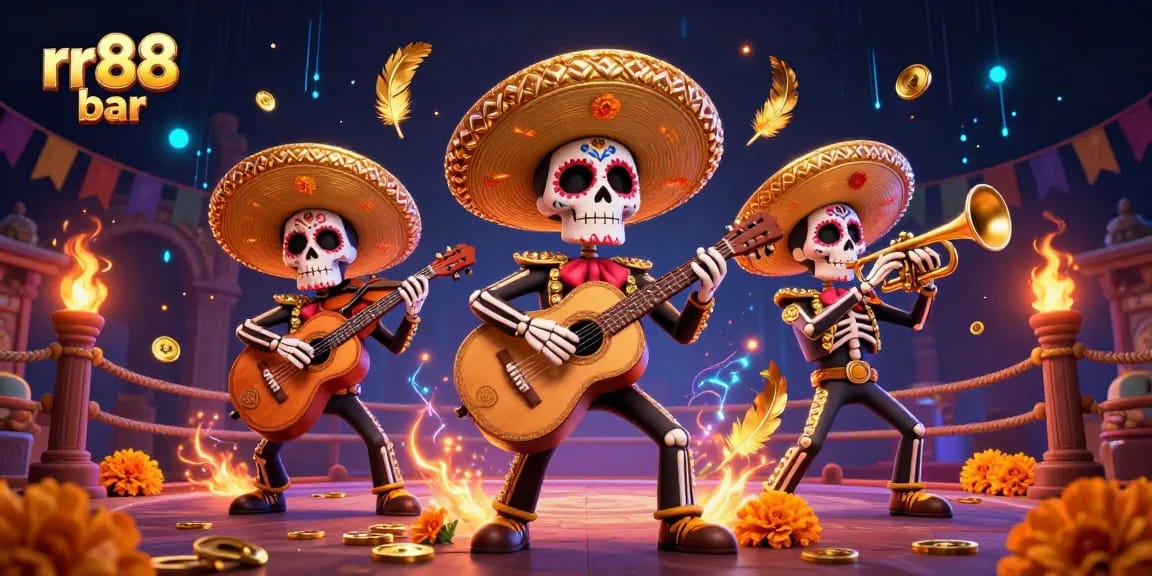 Win exciting rewards at rr88 bar with this vibrant casino illustration featuring a mariachi band!