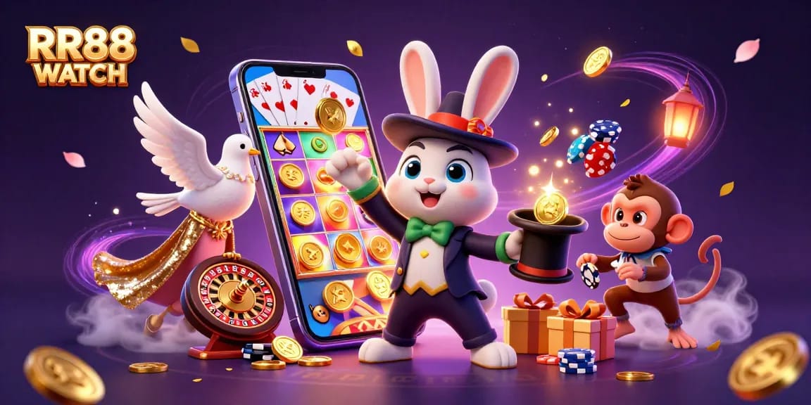 Experience excitement with RR88 WATCH while symbols of fortune and luck abound in the magical casino.