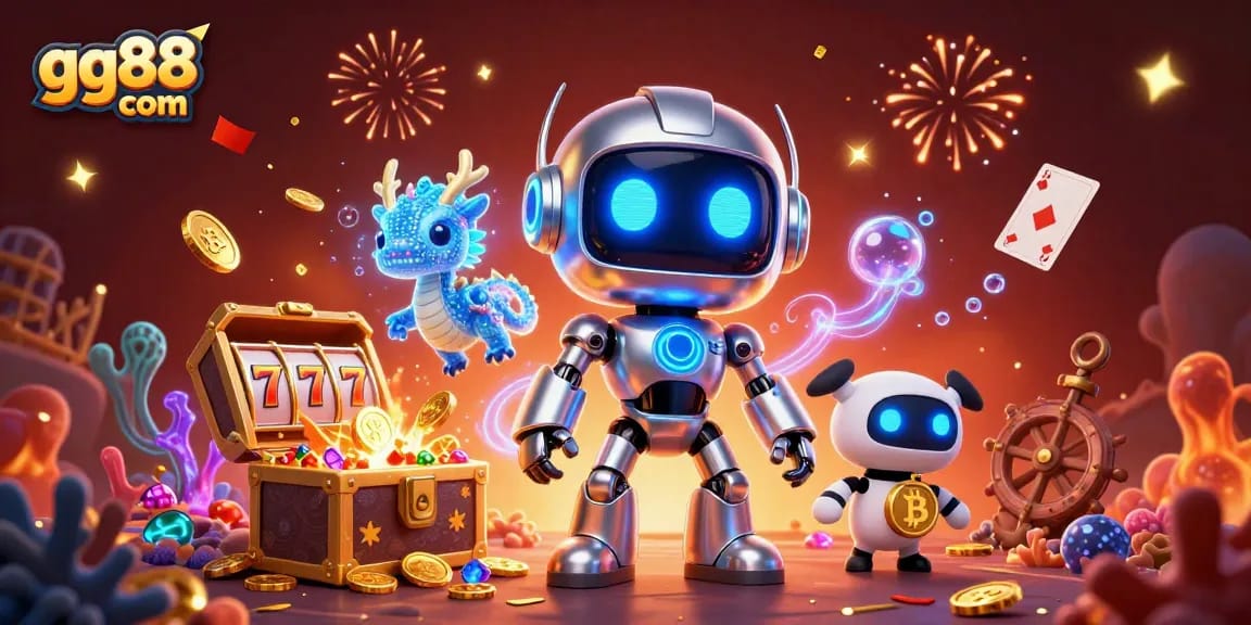Win big with exciting gaming adventures at gg88 com, featuring vibrant casino elements and engaging characters.