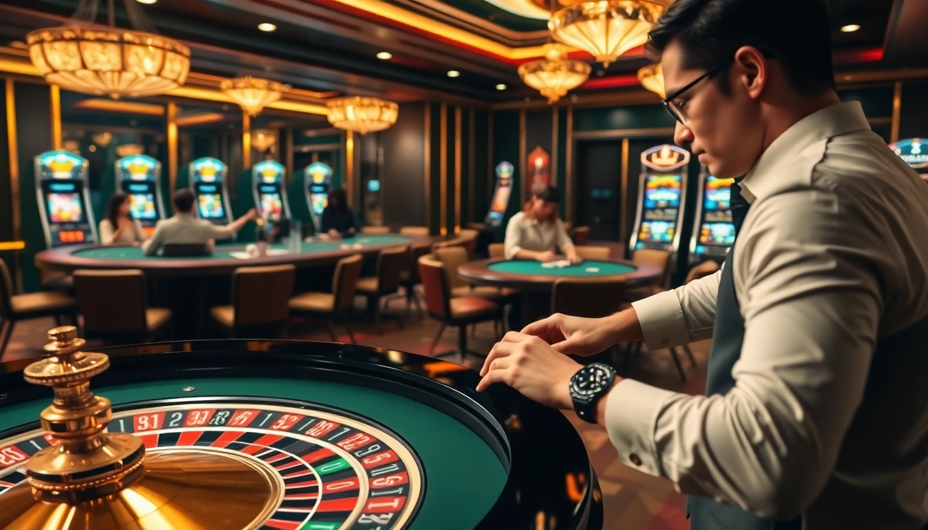 Engaging gambling scene depicting Vào lưới on a roulette table with vibrant chips and players.