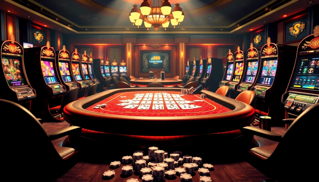 Join the thrilling world of Jun88 with an engaging online casino scene featuring vibrant games and technology.