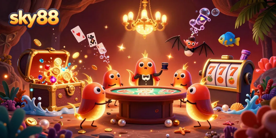 Experience thrilling gameplay at sky88 with vibrant casino characters lighting your path to victory.