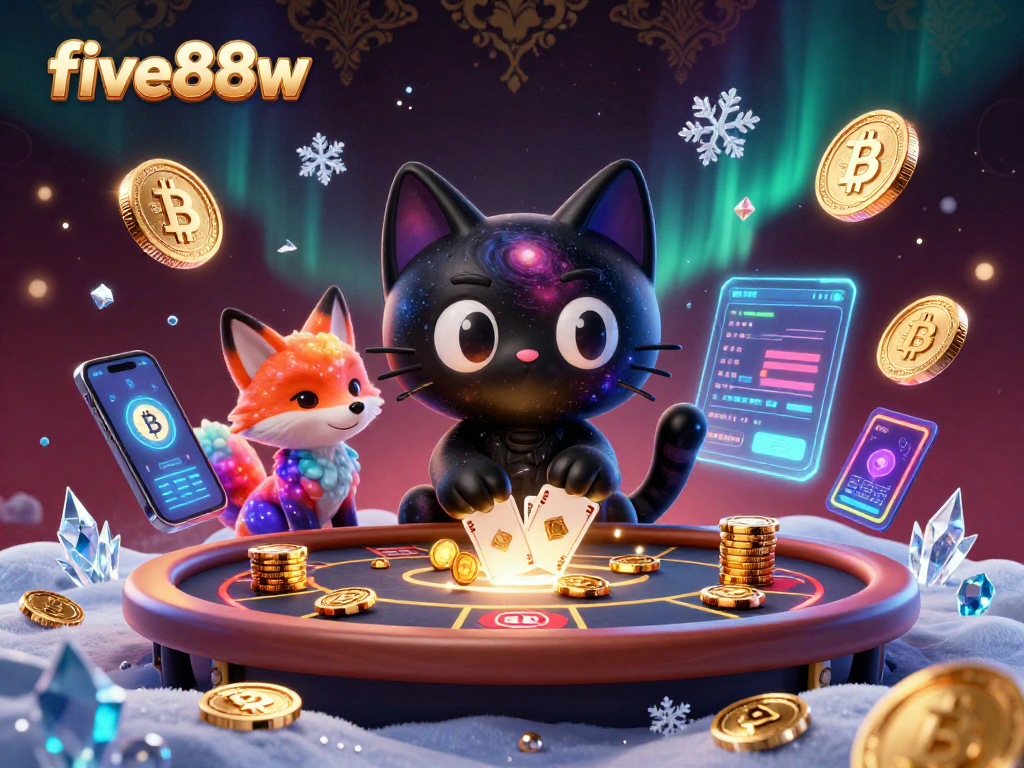 Engage with five88w as a cosmic casino cat pulls in chips, enhancing your gambling adventure.