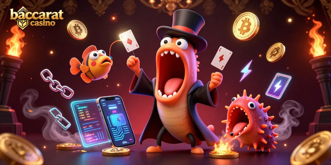 Experience excitement with baccarat casino's vibrant card tricks by a magician eel and companions.