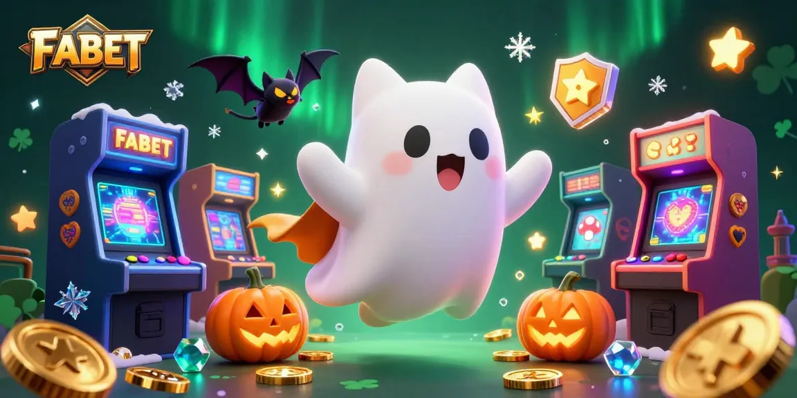 FABET's vibrant ghost cat explores a haunted casino filled with enchanting 3D game elements.