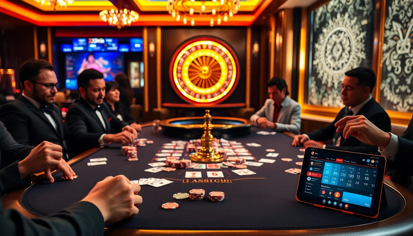 Experience thrilling gameplay at 23win casino with vibrant poker chips and stunning roulette.