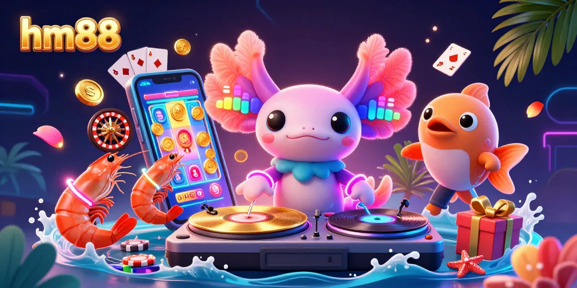 Experience thrilling gameplay at hm88 with neon characters and vibrant casino elements in a captivating underwater scene.