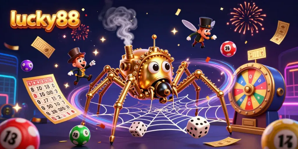 Spin to win at lucky88 with dynamic casino elements and vibrant prize display.