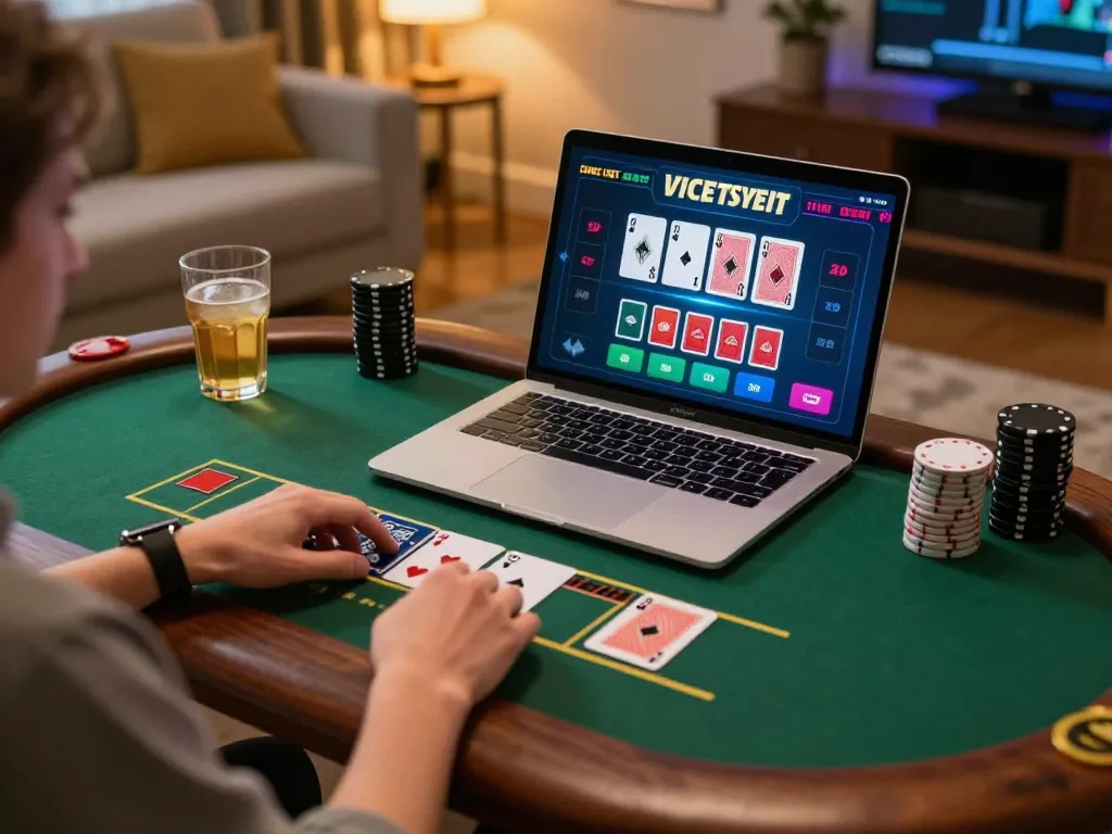 Engage in thrilling gameplay with Website Xo88 through live dealer blackjack in a cozy home setting