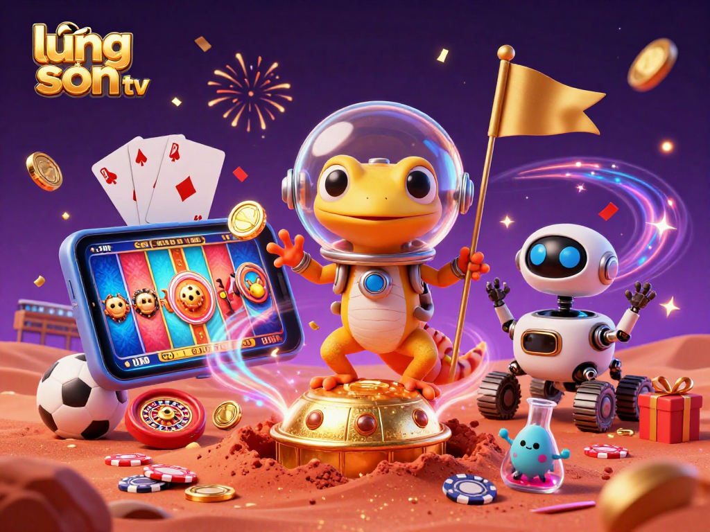 Experience sports betting excitement with the vibrant lương sơn tv illustration, showcasing a Martian gecko in a casino.