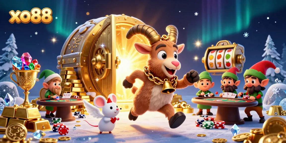 Experience the thrill at xo88 with festive characters in a vibrant casino scene!