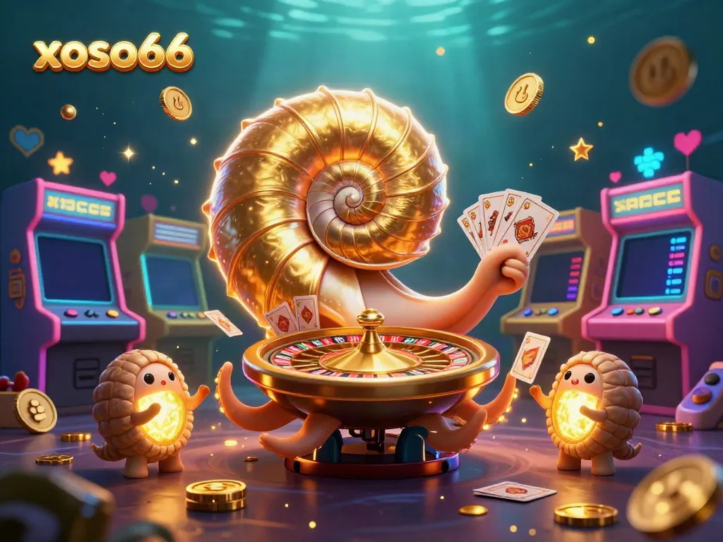 Experience the thrill of winning with xoso66 as the giant nautilus spins the roulette wheel while holding cards.