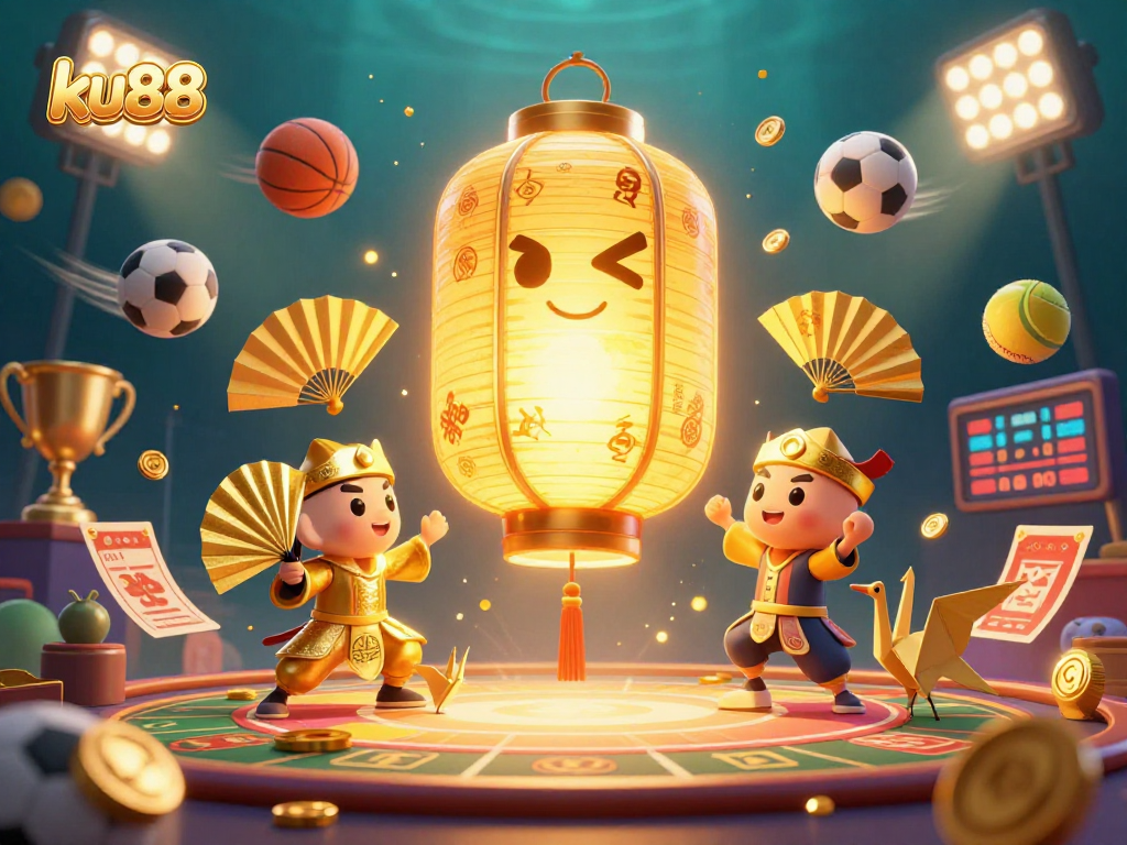 Engage with ku88 sports betting excitement featuring a golden lantern spirit and dynamic game elements.