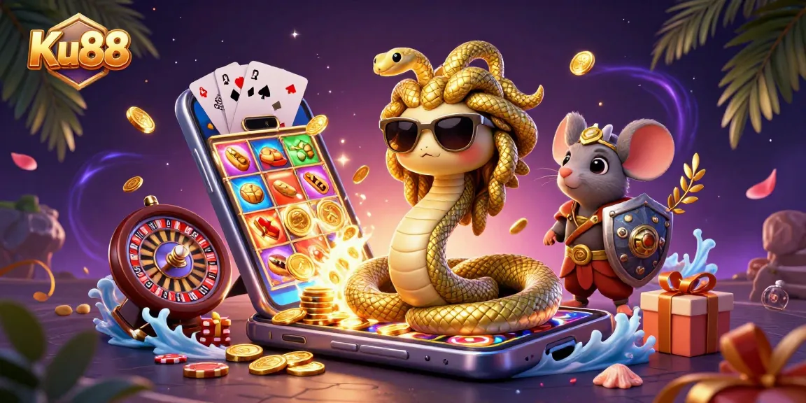 Experience thrilling games with Ku88 in an enchanting casino scene packed with 3D character energy.