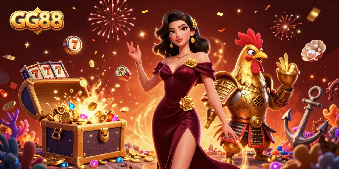Engage in thrilling gaming experiences at GG88 with dazzling visuals of jackpots and vibrant characters.