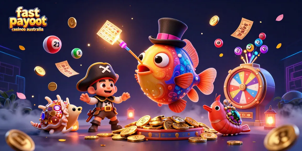 Engage in fast payout casinos Australia with vibrant 3D scene featuring anglerfish, shrimp, and snail.