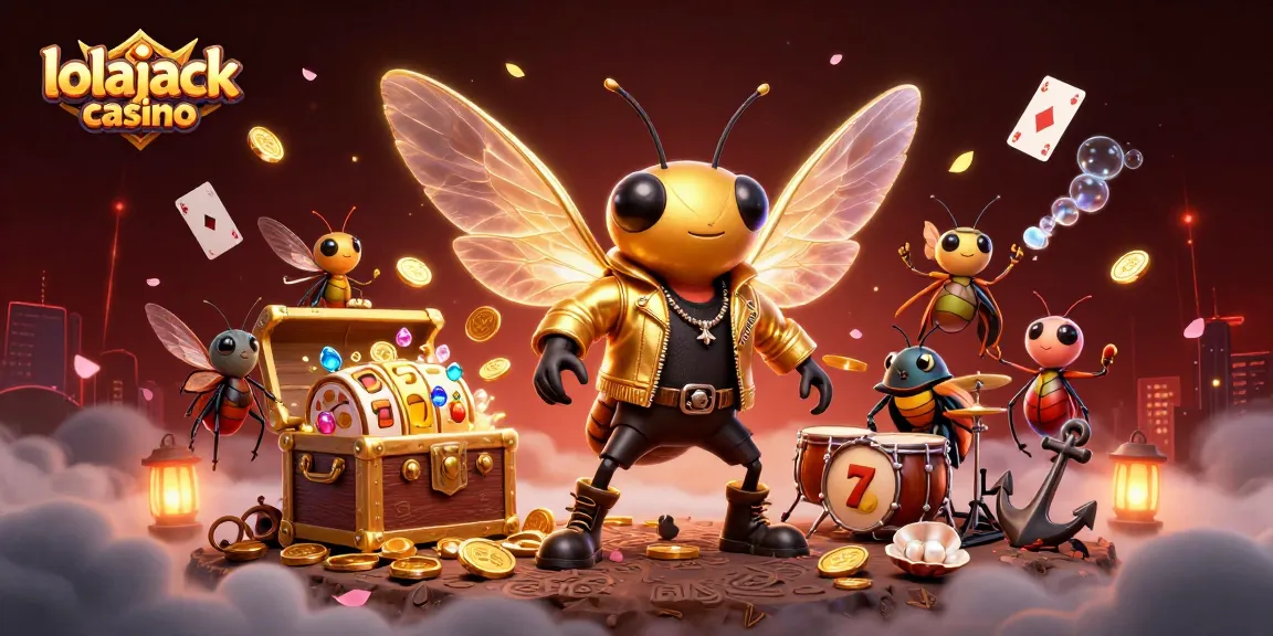 Experience the excitement of lolajack casino with vibrant visuals and dynamic gaming elements in this 3D illustration.