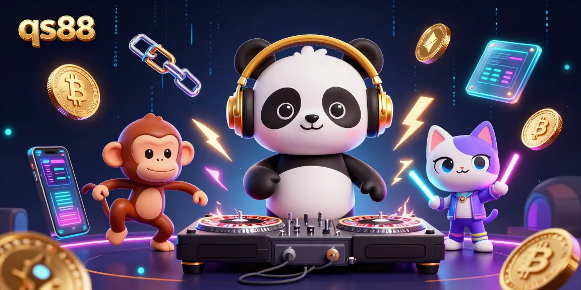 Engage in thrilling games with qs88 featuring DJ panda and playful characters in a vibrant gala.