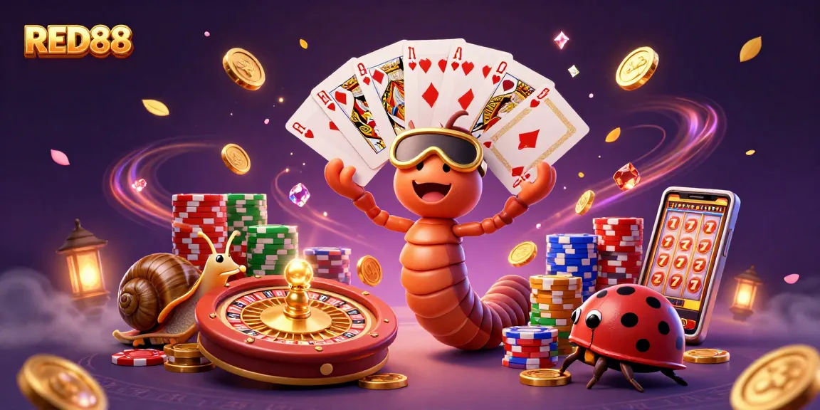 Engage with RED88's vibrant casino scene featuring a millipede dealer and high-stakes action.